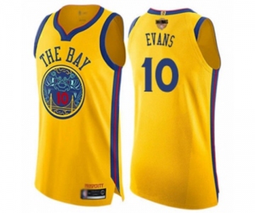 Golden State Warriors #10 Jacob Evans Authentic Gold Basketball 2019 Basketball Finals Bound Jersey - City Edition