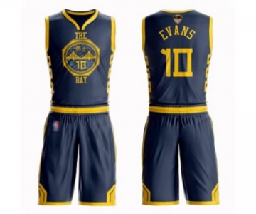 Golden State Warriors #10 Jacob Evans Authentic Navy Blue Basketball Suit 2019 Basketball Finals Bound Jersey - City Edition