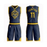 Golden State Warriors #11 Klay Thompson Authentic Navy Blue Basketball Suit 2019 Basketball Finals Bound Jersey - City Edition