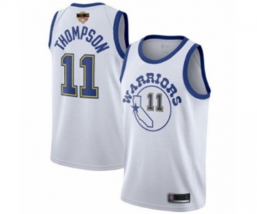 Golden State Warriors #11 Klay Thompson Authentic White Hardwood Classics 2019 Basketball Finals Bound Basketball Jersey