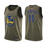 Golden State Warriors #11 Klay Thompson Swingman Green Salute to Service 2019 Basketball Finals Bound Basketball Jersey