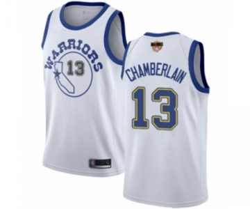 Golden State Warriors #13 Wilt Chamberlain Authentic White Hardwood Classics 2019 Basketball Finals Bound Basketball Jersey