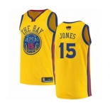 Golden State Warriors #15 Damian Jones Authentic Gold 2019 Basketball Finals Bound Basketball Jersey - City Edition