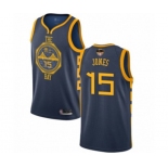 Golden State Warriors #15 Damian Jones Authentic Navy Blue Basketball 2019 Basketball Finals Bound Jersey - City Edition