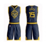 Golden State Warriors #15 Damian Jones Authentic Navy Blue Basketball Suit 2019 Basketball Finals Bound Jersey - City Edition