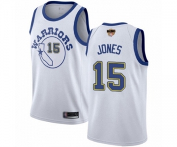 Golden State Warriors #15 Damian Jones Authentic White Hardwood Classics 2019 Basketball Finals Bound Basketball Jersey