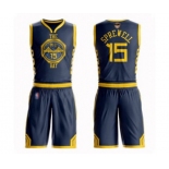 Golden State Warriors #15 Latrell Sprewell Authentic Navy Blue Basketball Suit 2019 Basketball Finals Bound Jersey - City Edition