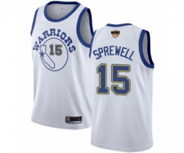 Golden State Warriors #15 Latrell Sprewell Authentic White Hardwood Classics 2019 Basketball Finals Bound Basketball Jersey