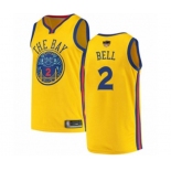 Golden State Warriors #2 Jordan Bell Authentic Gold 2019 Basketball Finals Bound Basketball Jersey - City Edition