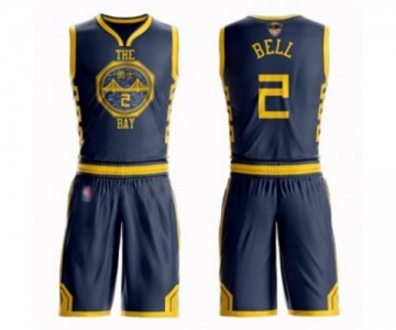 Golden State Warriors #2 Jordan Bell Authentic Navy Blue Basketball Suit 2019 Basketball Finals Bound Jersey - City Edition