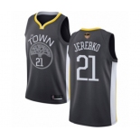 Golden State Warriors #21 Jonas Jerebko Authentic Black Basketball 2019 Basketball Finals Bound Jersey - Statement Edition