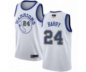 Golden State Warriors #24 Rick Barry Authentic White Hardwood Classics 2019 Basketball Finals Bound Basketball Jersey