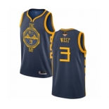 Golden State Warriors #3 David West Authentic Navy Blue Basketball 2019 Basketball Finals Bound Jersey - City Edition