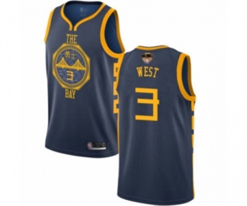 Golden State Warriors #3 David West Authentic Navy Blue Basketball 2019 Basketball Finals Bound Jersey - City Edition