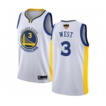 Golden State Warriors #3 David West Authentic White 2019 Basketball Finals Bound Basketball Jersey - Association Edition