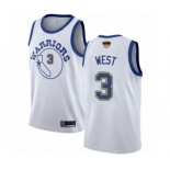 Golden State Warriors #3 David West Authentic White Hardwood Classics 2019 Basketball Finals Bound Basketball Jersey