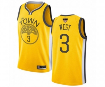 Golden State Warriors #3 David West Yellow Swingman 2019 Basketball Finals Bound Jersey - Earned Edition