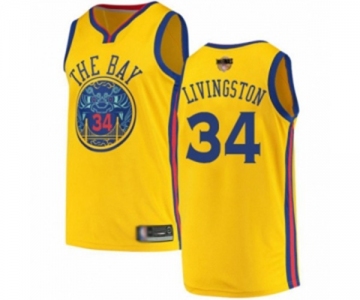 Golden State Warriors #34 Shaun Livingston Authentic Gold 2019 Basketball Finals Bound Basketball Jersey - City Edition