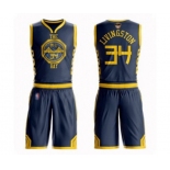 Golden State Warriors #34 Shaun Livingston Authentic Navy Blue Basketball Suit 2019 Basketball Finals Bound Jersey - City Edition