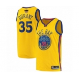 Golden State Warriors #35 Kevin Durant Authentic Gold 2019 Basketball Finals Bound Basketball Jersey - City Edition