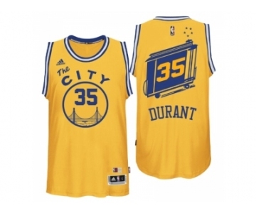 Golden State Warriors #35 Kevin Durant Hardwood Classics Swingman Gold Jersey