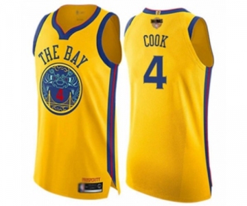 Golden State Warriors #4 Quinn Cook Authentic Gold Basketball 2019 Basketball Finals Bound Jersey - City Edition