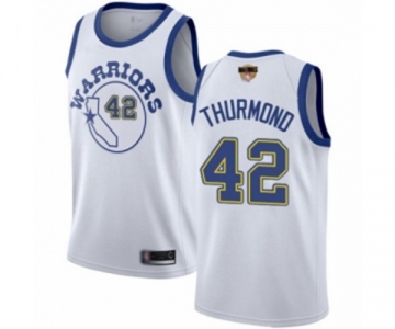 Golden State Warriors #42 Nate Thurmond Authentic White Hardwood Classics 2019 Basketball Finals Bound Basketball Jersey