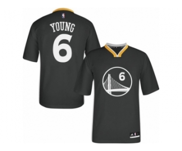 Men Adidas Golden State Warriors #6 Nick Young Authentic Black Alternate NBA Jersey