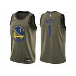 Men Nike Golden State Warriors #1 JaVale McGee Green Salute to Service NBA Swingman Jersey