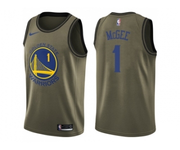 Men Nike Golden State Warriors #1 JaVale McGee Green Salute to Service NBA Swingman Jersey