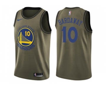 Men Nike Golden State Warriors #10 Tim Hardaway Green Salute to Service NBA Swingman Jersey