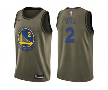 Men Nike Golden State Warriors #2 Jordan Bell Green Salute to Service NBA Swingman Jersey