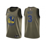 Men Nike Golden State Warriors #3 David West Green Salute to Service NBA Swingman Jersey