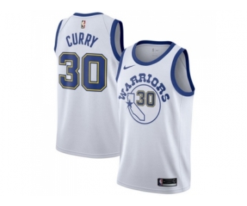 Men Nike Golden State Warriors #30 Stephen Curry White Throwback NBA Swingman Hardwood Classics Jersey