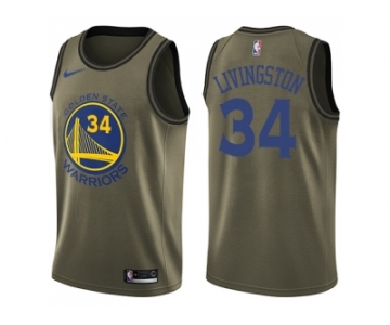 Men Nike Golden State Warriors #34 Shaun Livingston Green Salute to Service NBA Swingman Jersey