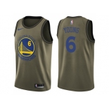 Men Nike Golden State Warriors #6 Nick Young Green Salute to Service NBA Swingman Jersey