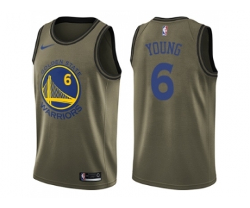 Men Nike Golden State Warriors #6 Nick Young Green Salute to Service NBA Swingman Jersey