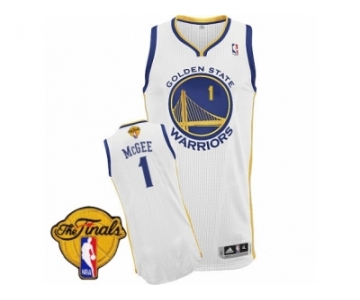 Men's Adidas Golden State Warriors #1 JaVale McGee Authentic White Home 2017 The Finals Patch NBA Jersey