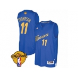 Men's Adidas Golden State Warriors #11 Klay Thompson Swingman Royal Blue 2016-2017 Christmas Day 2017 The Finals Patch NBA Jersey