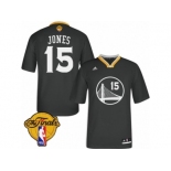 Men's Adidas Golden State Warriors #15 Damian Jones Swingman Black Alternate 2017 The Finals Patch NBA Jersey