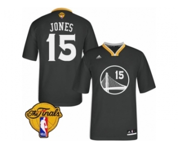 Men's Adidas Golden State Warriors #15 Damian Jones Swingman Black Alternate 2017 The Finals Patch NBA Jersey