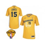 Men's Adidas Golden State Warriors #15 Damian Jones Swingman Gold Alternate 2017 The Finals Patch NBA Jersey