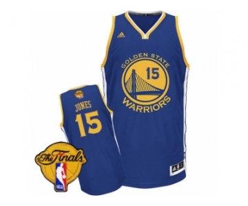 Men's Adidas Golden State Warriors #15 Damian Jones Swingman Royal Blue Road 2017 The Finals Patch NBA Jersey