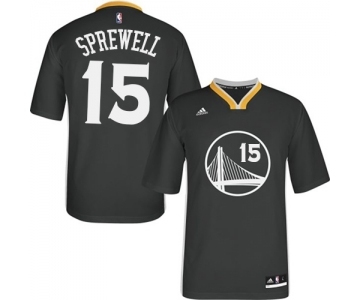 Men's Adidas Golden State Warriors #15 Latrell Sprewell Authentic Black Alternate NBA Jersey