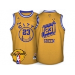 Men's Adidas Golden State Warriors #23 Draymond Green Swingman Gold Throwback The City 2017 The Finals Patch NBA Jersey