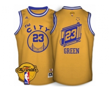 Men's Adidas Golden State Warriors #23 Draymond Green Swingman Gold Throwback The City 2017 The Finals Patch NBA Jersey