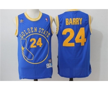 Men's Adidas Golden State Warriors #24 Rick Barry Authentic Blue Throwback The City NBA Jersey