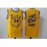 Men's Adidas Golden State Warriors #24 Rick Barry Authentic Gold Throwback The City NBA Jersey