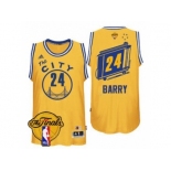 Men's Adidas Golden State Warriors #24 Rick Barry Swingman Gold Throwback The City 2017 The Finals Patch NBA Jersey