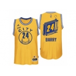 Men's Adidas Golden State Warriors #24 Rick Barry Swingman Gold Throwback The City NBA Jersey